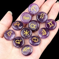 Pierres de cristal des douze signes du zodiaque en sachet, 12 pierres de runes du zodiaque Reiki, kit de bijoux DIY, cadeau de Noël, approvisionnement transfrontalier