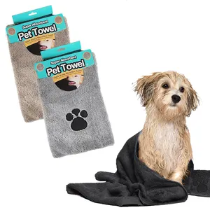 Tasarım köpek banyo su havlu yumuşak rahat özel baskılı mikrofiber Pet temizlik bezi absorbe