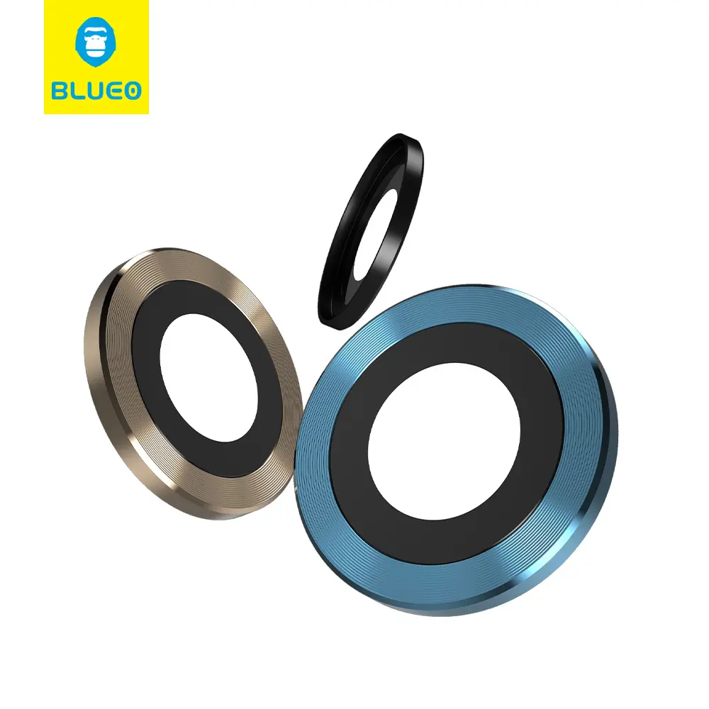 Blueo capa de lente de câmera do telefone, protetor de liga de alumínio do anel de vidro temperado para o iphone 12 pro max