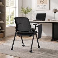Chaise de formation moderne pour salle de conférence, pliable, avec tablette intégrée, en maille, compatible tablette, avec tablette d'écriture, siège en mousse haute densité, structure en plastique