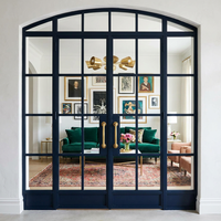 Puerta de Entrada de Vidrio Estilo Moderno para Villa Francesa con Marco de Acero y Hierro para Exteriores