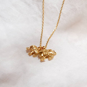 Gemnel फैशन आभूषण 925 चांदी हाथी शक्ति लटकन लंबी श्रृंखला हार सोना मढ़वाया - Product Image 6