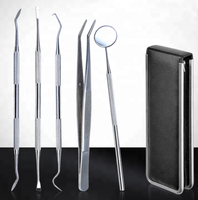 SAFEBOND 2025 Kit d'outils dentaires en silicone multi-usages pour l'hygiène buccale, 5 ensembles de sondes et crochets dentaires pour le soin et le nettoyage des dents, avec sac en cuir