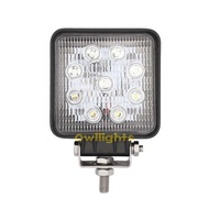 Projecteur de travail LED tout-terrain 4 pouces 27W, faisceau large, 12V 24V, étanche IP68, en alliage d'aluminium, 2430 lumens, 6000K, avec support en acier inoxydable