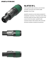 Connecteur Speakon 4 pôles Neutrik NL4FXX-W-L 37A avec bornes à vis, boîtier PA6/TPE pour systèmes audio professionnels