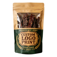 Kemasan Plastik Segel Berjendela untuk Biltong, Kantong Plastik Reusable Custom Print untuk Camilan, Kemasan Daging Sapi Kering