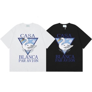 Camiseta de Algodón con Estampado Arqueado del Logotipo Clásico de <span class=keywords><strong>Casablanca</strong></span>, Camiseta de Manga Corta Informal de Lujo y Alta Calidad para Uso Diario - Product Image 5