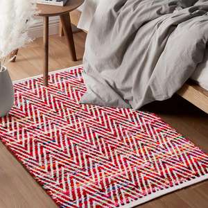 100% Handwoven Cotton Chindi <b>Rug</b> Multicolor Boho Reversible Geometric Area <b>Rug</b> for Living Room & Kitchen Use - Product Image 4