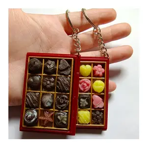 Cute Resin Food Keychain Mini Cookies Pendant Key Chain Women Bags Hanging Ornaments Decorations