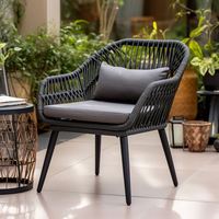 Chaise de patio moderne en aluminium thermolaqué avec cadre en corde tressée, résistante aux intempéries, pour villa, jardin, café, hôtel, restaurant, avec protection UV