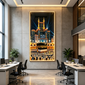 Customize Makkah Kaaba Wall Art High Detail Gift Islamic Home Decoration Entrance Living Room LED Crystal Porcelain <b>Painting</b> - Product Image 2