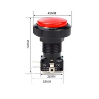 Interrupteur à bouton-poussoir rond convexe 34mm 45mm 15A à réinitialisation automatique 1NO 1NC pour console de jeu Interrupteur à bouton Pièces de distributeur automatique