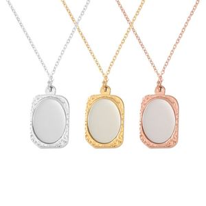 Male Customize Vine Mirror 14K Gold Blank Engravable Name Necklace Stainless Steel 18K Gold Trending Jewelry - Product Image 1