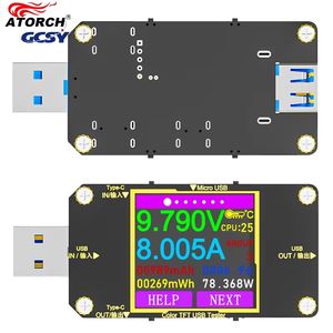 Цифровой вольтметр-амперметр A3 8A USB Type-C PD для измерения напряжения и тока, индикатор емкости повербанка и зарядного устройства - Product Image 1