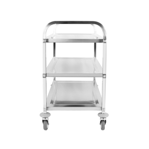 รถเข็นเสิร์ฟอาหาร 3 ชั้น ทำจากสแตนเลสทรงสี่เหลี่ยม |   รถเข็นบริการอาหารเคลื่อนที่พร้อมล้อล็อคได้ - Product Image 4