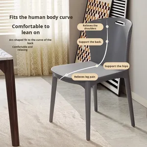 Tabouret moderne en <span class=keywords><strong>plastique</strong></span> massif et épais avec dossier, <span class=keywords><strong>chaise</strong></span> de <span class=keywords><strong>salle</strong></span> à <span class=keywords><strong>manger</strong></span> commerciale, empilable, banc de restaurant pour salon, pièce de rechange - Product Image 2