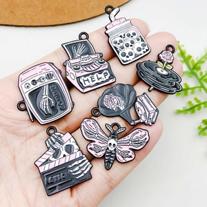 Crâne fantôme Charms Enamel Gothic Butterfly Charms TV <span class=keywords><strong>Telephone</strong></span> Music Black Charms for Jewelry Making Bracelets Earrings Necklace - Product Image 3