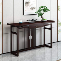 Nouvelle console en bois massif de style chinois avec tiroir et panneau en treillis zen, meuble de décoration pour entrée, salon, couloir