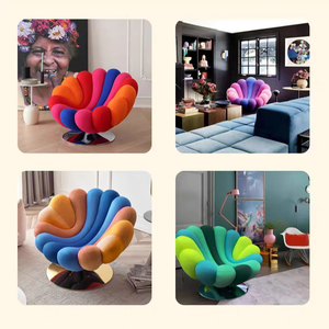 Ideas เก้าอี้เลานจ์ทันสมัยสำหรับห้องนั่งเล่นบ้านสำนักงานและวิลล่า-เก้าอี้ผ้าที่มีการออกแบบกลีบสี - Product Image 6