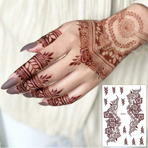 Autocollants de <span class=keywords><strong>tatouage</strong></span> en henné brun imperméables, motifs <span class=keywords><strong>dentelle</strong></span>, fournitures pour femmes, style indien, accessoires de <span class=keywords><strong>tatouage</strong></span> pour les mains - Product Image 6