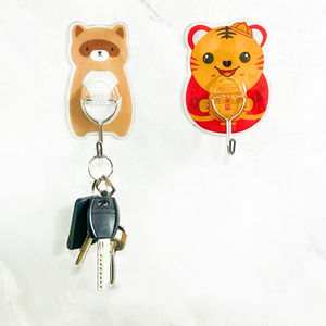 Gancho de montaje en pared de utilidad autoadhesivo acrílico fuerte de diseño de oso de peluche de Metal blanco de alta calidad lindos artículos diversos hechos de plástico - Product Image 1