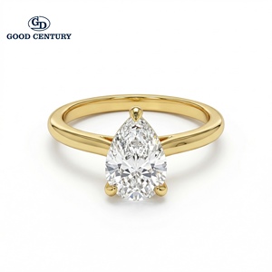 Anillo de Compromiso con Diamante Cultivado en Laboratorio, Corte Pera, Certificado IGI, <span class=keywords><strong>Oro</strong></span> 14K/18K, Tres Puntas, Joyería Fina para Novia - Product Image 1