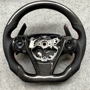 Volante Deportivo de Lujo Personalizado en Cuero Negro Perforado con Fibra de Carbono para Modelos 2012-2014, Volante de Carreras 100% - Product Image 1