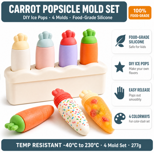 Moules à glace en silicone <span class=keywords><strong>de</strong></span> qualité alimentaire 4 cavités sans BPA avec bâtons moule à crème glacée à la carotte à libération facile en gros - Product Image 1