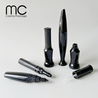 N09J Flacon souple en plastique noir pour vernis à ongles Gel Art Linner Drawing Nails Point Glue 12ml avec pinceau et capuchon d'aiguille 3 en 1