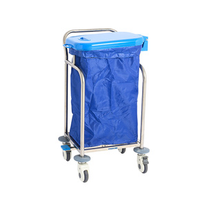 Metal Hospital Linen <strong>Carts</strong> Soiled <strong>Bed</strong> Linen Changing Trolley With <strong>Plastic</strong> Bucket Trolley for Cleaning - Product Image 3