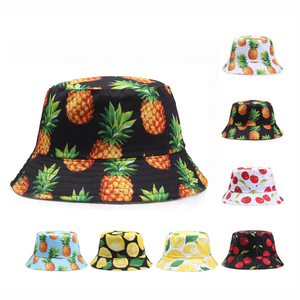Personalizado lindo niños niñas niños pescador piña <span class=keywords><strong>mango</strong></span> fruta todo estampado logotipo impreso sombrero de cubo para chico - Product Image 1