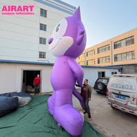 Chat gonflable pour promotion de marque, modèle de chat mascotte violet pour accessoires de scène