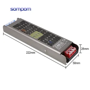 SOMPOM 전원 공급 장치 IP40 슬림하고 얇은 LED 단일 출력 AC-DC 스위칭 전원 공급 장치 (24 개월 보증)