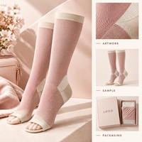 Chaussettes de compression blanches à bout ouvert, pour le sport, à compression graduée pour le mollet, OEM, marque privée, échantillonnage en vrac, emballage
