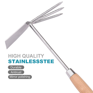 Outil de jardinage combiné de qualité industrielle en gros, manche en bois, tête en aluminium, cultivateur-motoculteur manuel durable - Product Image 3
