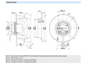 Ventilador centrífugo EC ebm-papst R3G355-AM29-71 con aspas curvadas hacia atrás, soplador industrial para unidad de tratamiento de aire de ventilación HVAC - Product Image 4