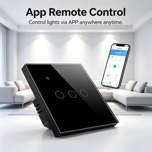 Interruptor de Luz Táctil Inteligente Tuya Zigbee 10A para la UE, de Vidrio Templado Negro, Monopolar, Control Remoto por App, Temporizador, Control por Voz, 400W/Gang - Product Image 2
