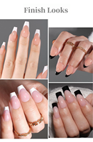MyBeautyNails Private Label Soft Gel Full Cover Nail Tips White Round Smile Line X Coat Black French Tip Nail Designs