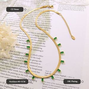 <span class=keywords><strong>Alin</strong></span> Plaqué Or Pierres Imperméables Bijoux en Acier Inoxydable Pour Femmes Collier Cadeau Spécial Accessoires Pour Filles - Product Image 2