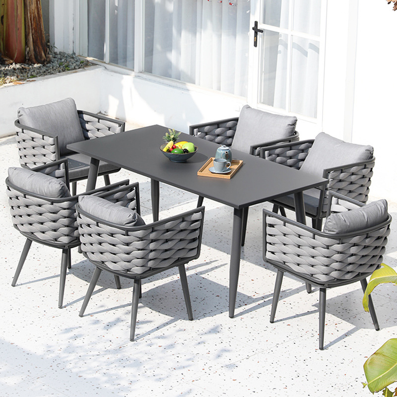 Noah six chairs 16080cm all-aluminum long table-luxury edition