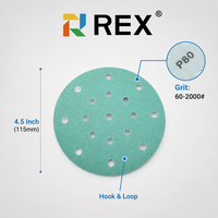Feuilles abrasives REX en céramique de 4 pouces à fixation auto-agrippante, dureté moyenne, pour le meulage du métal et l'élimination des soudures - Film vert et violet disponible