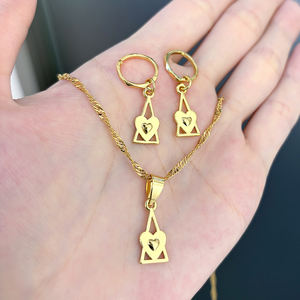 JXX moda personalizada al por mayor de alta calidad de latón clásico Kiribati Set 24K chapado en oro pendientes colgantes para regalos de bodas - Product Image 3