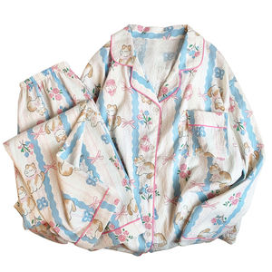 Baumwoll wolken New Cartoon Animal Print Pyjamas Frühling und Herbst Frau Langarm Langhose Sweet Homewear Anzug - Product Image 1