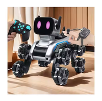Jouets éducatifs pour enfants : Chien robot télécommandé 8 roues avec musique et lumières, voiture de cascade RC, batterie au lithium, machine d'apprentissage 5-7 ans