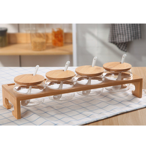 Organizzatore di stoccaggio multifunzionale per la <span class=keywords><strong>casa</strong></span> e la cucina in bambù portaspezie rotante portaoggetti da cucina - Product Image 4