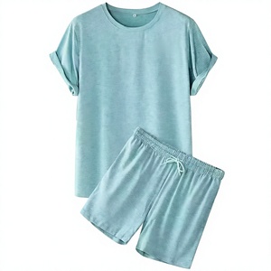 Conjunto de Shorts Casuales de Verano para Hombre, de Color Sólido, en Tela de Poliéster/Algodón, con Estampado, Transpirables, de Secado Rápido, sin Costuras - Product Image 1