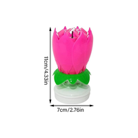 Magnifique Bougie d'Anniversaire Fleur de Lotus Musicale qui S'épanouit, Bougie Rotative Chantante en Forme de Lotus pour Fête d'Anniversaire