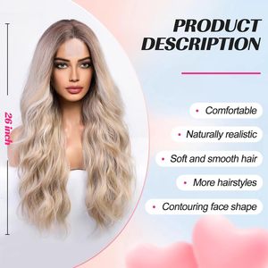 Factory Directly Sale Luxury Curly Lace Frontal <b>Long</b> Curly Synthetic Hair <b>Wigs</b> for Women Dailywear - Product Image 5