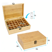 Boîte de rangement pour huiles essentielles en bambou - 35 compartiments, organisateur verrouillable pour flacons d'aromathérapie, avec étiquettes adhésives