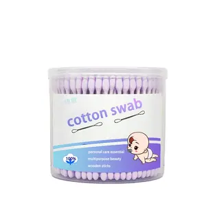 Purple Disposable Pure Cotton Swabs Head Colors For Ear Cleaning Makeup Remover-OEM Manufacturer Supports Customization